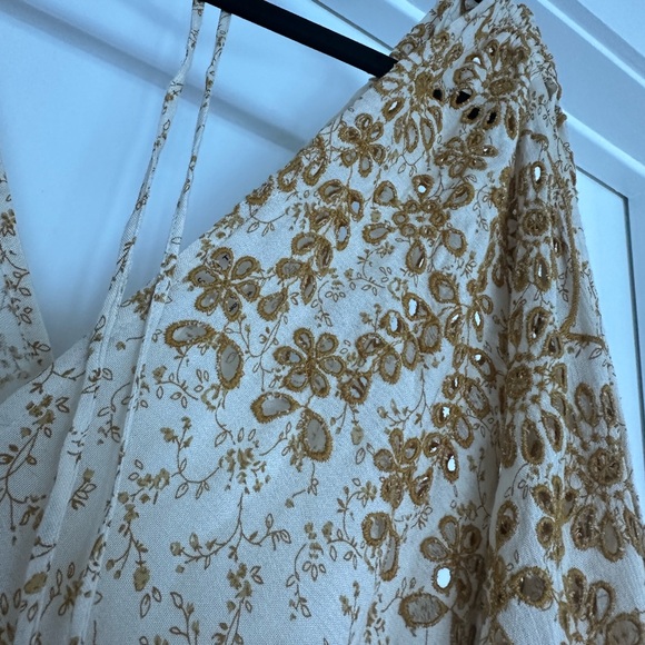 Lovestitch Cream and Gold Floral Long Sleeve Dress - Picture 3 of 5